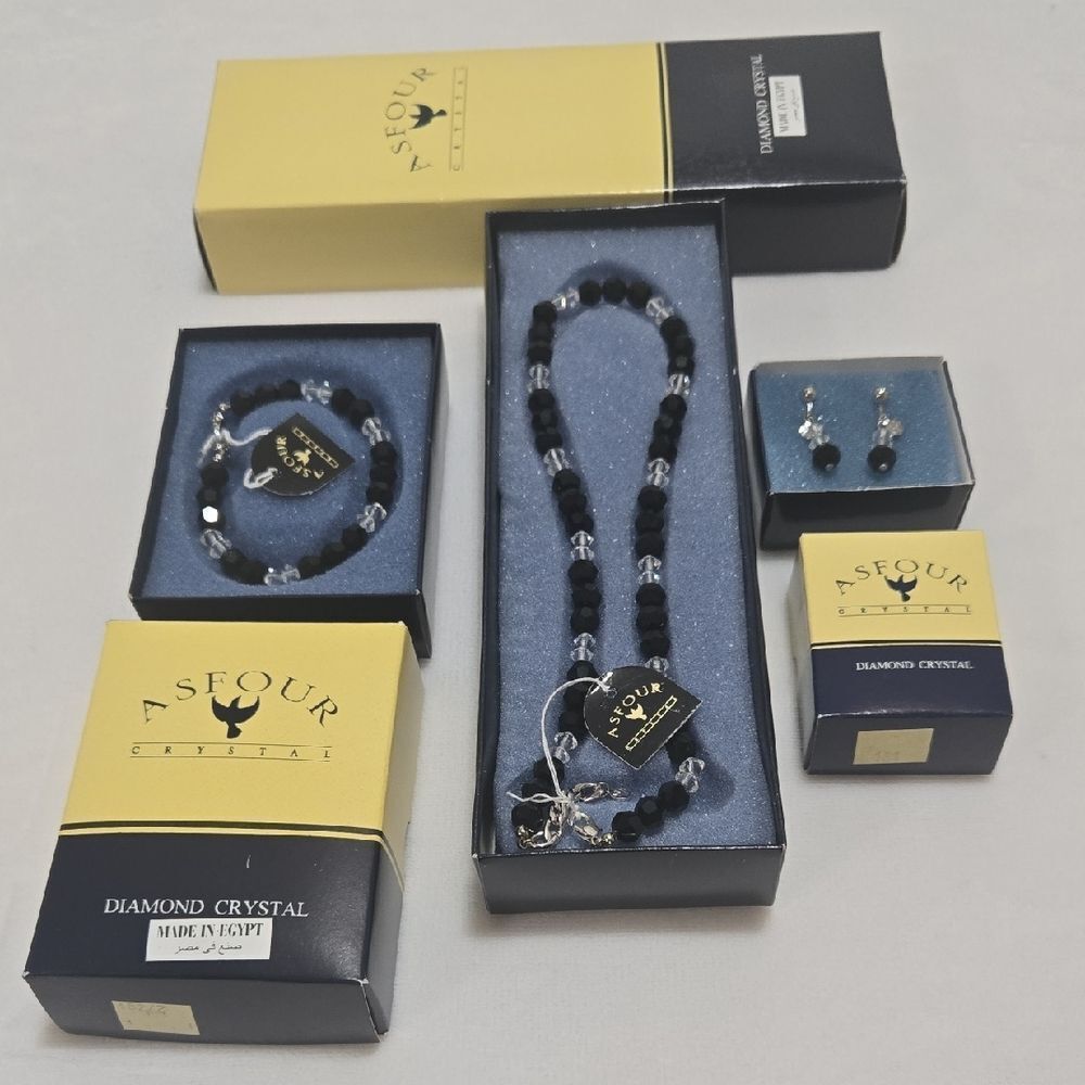 Asfour Egyptian Crystal Jewelry Set, New In Boxes